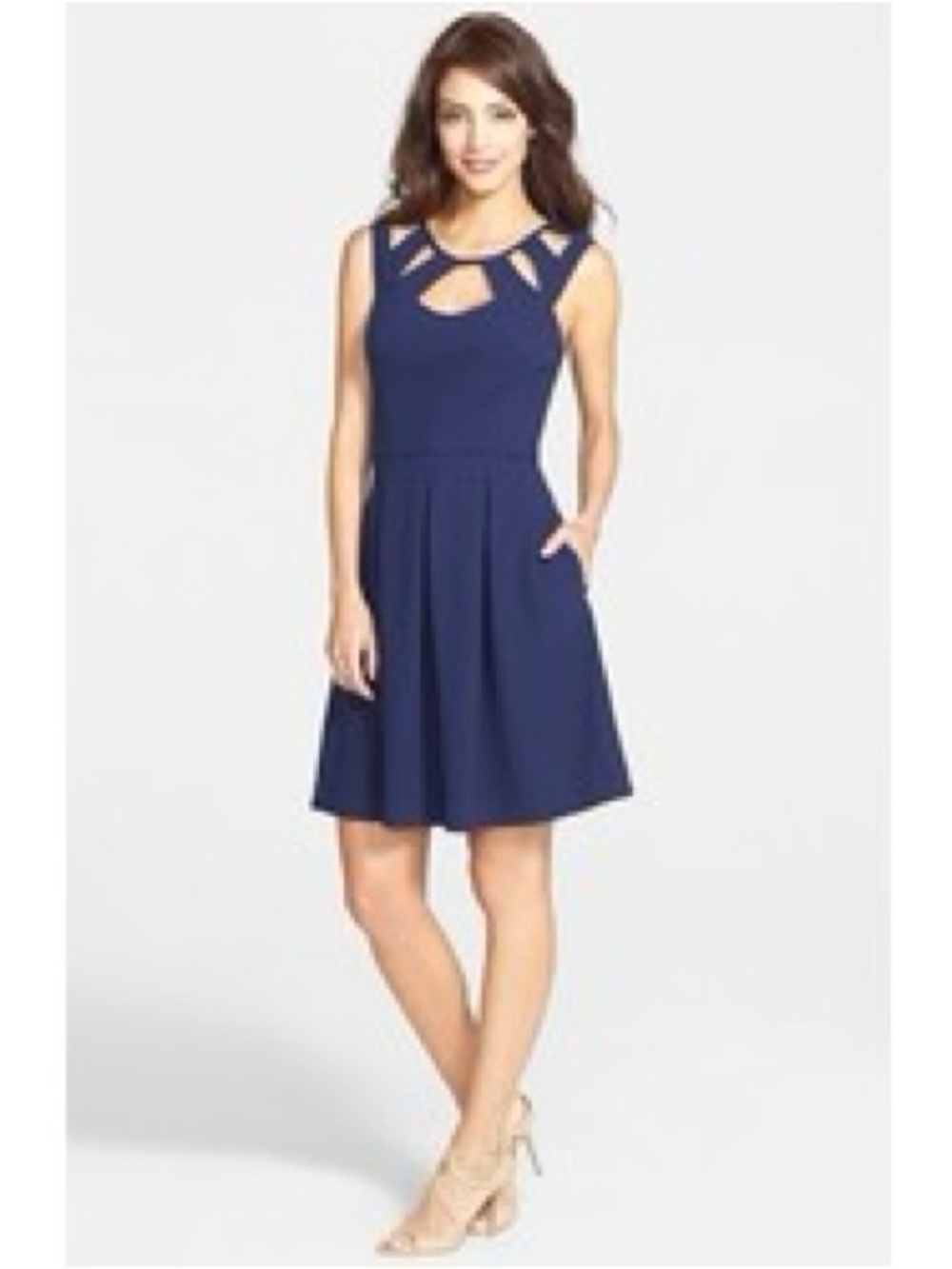 Betsey Johnson Navy Cutout Fit-and-Flare Mini Dress